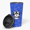 Shih-Tzu Black and White #2  Stainless Steel 16 oz  Tumbler Blue Insulated Tumbler with Lid, Cute Travel Cup for Coffee, Cocktails, Gift Men, Dad, Women, Mother
