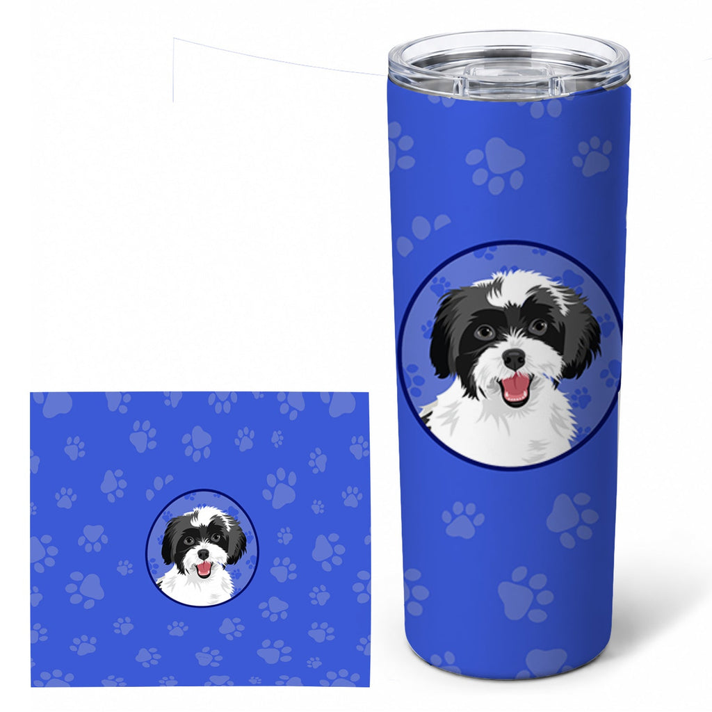 Shih-Tzu Black and White #3  Stainless Steel Skinny Tumbler 20 oz Vacuum Double Walled Reusable Insulated Travel Cup
