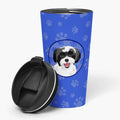Shih-Tzu Black and White #3  Stainless Steel 16 oz  Tumbler Blue Insulated Tumbler with Lid, Cute Travel Cup for Coffee, Cocktails, Gift Men, Dad, Women, Mother