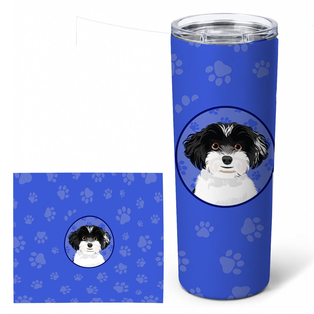 Shih-Tzu Black and White #4  Stainless Steel Skinny Tumbler 20 oz Vacuum Double Walled Reusable Insulated Travel Cup