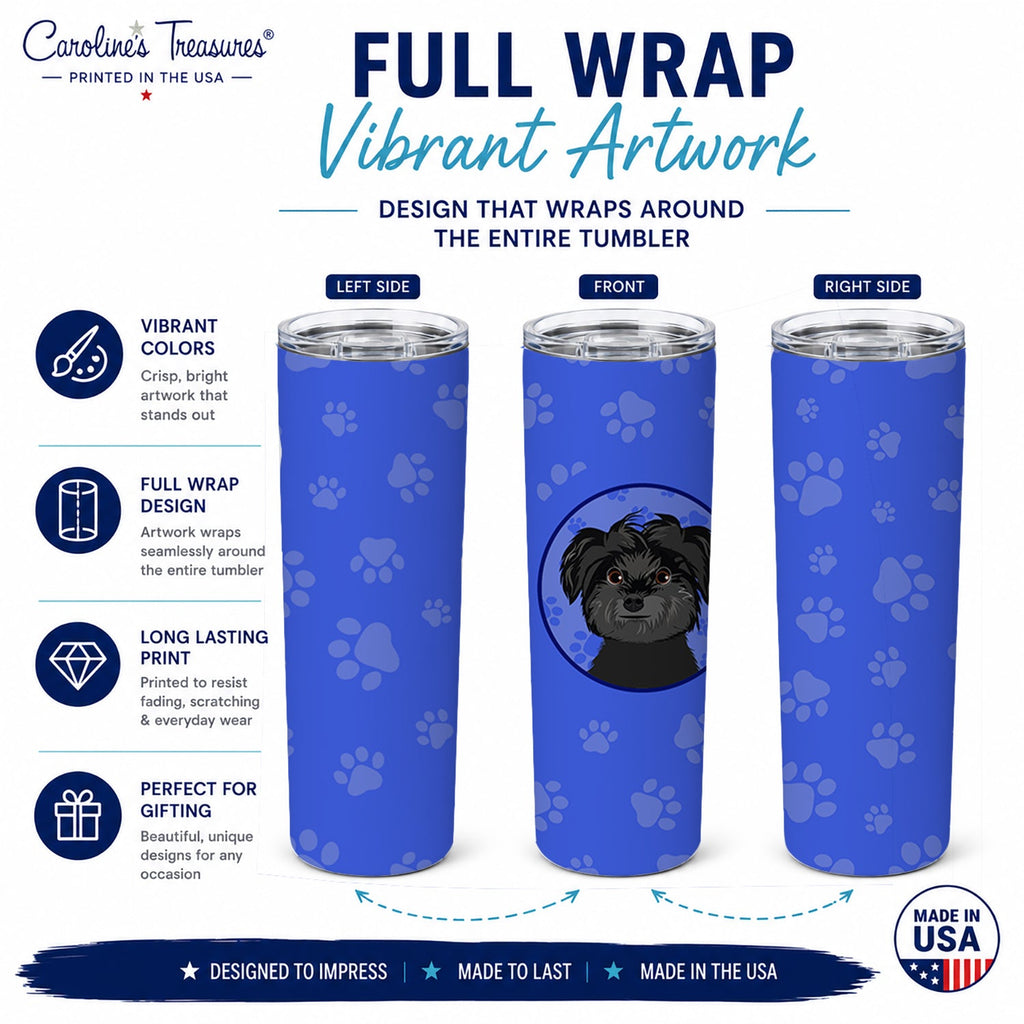Shih-Tzu Black  Stainless Steel Skinny Tumbler 20 oz Vacuum Double Walled Reusable Insulated Travel Cup