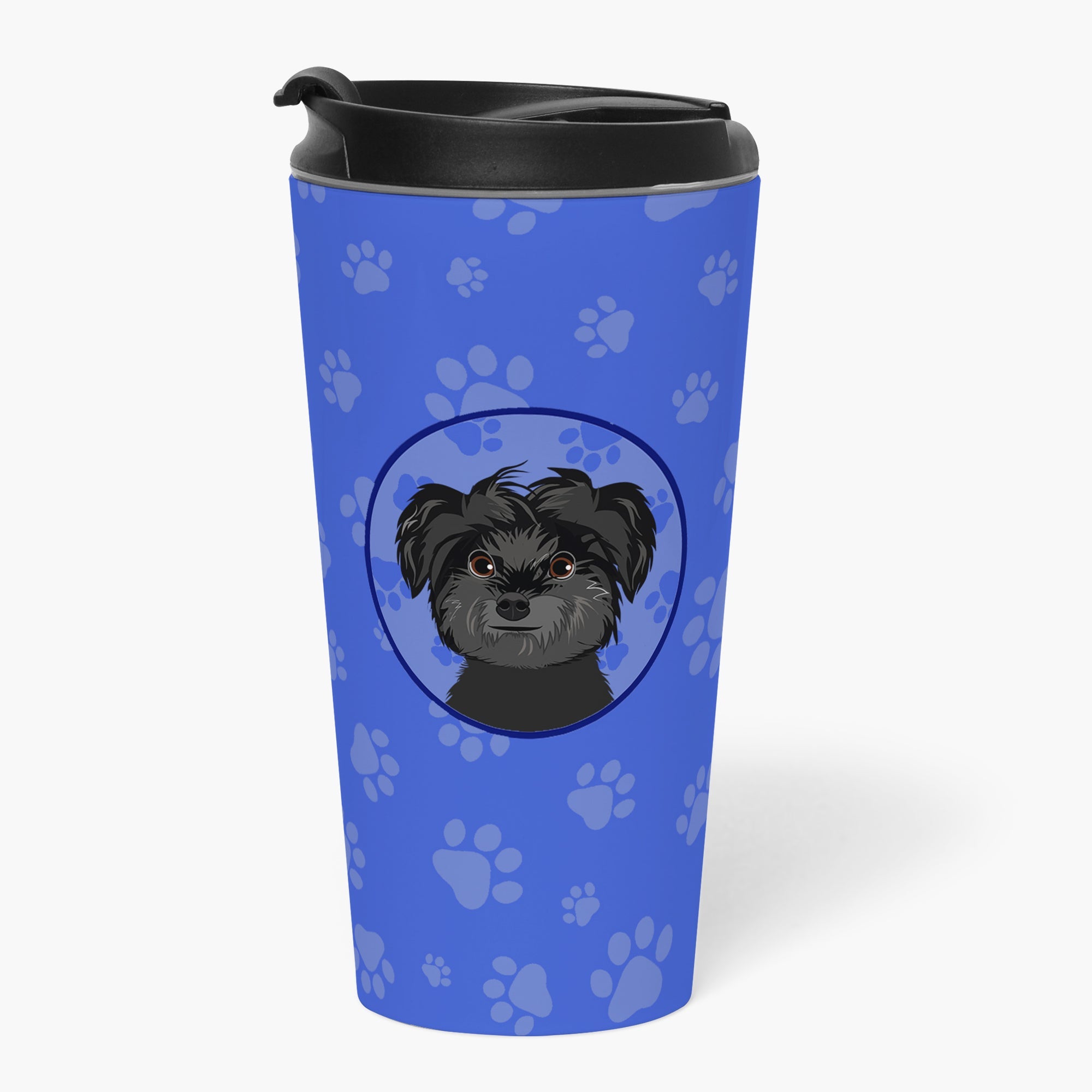 Shih-Tzu Black  Stainless Steel 16 oz  Tumbler Blue Insulated Tumbler with Lid, Cute Travel Cup for Coffee, Cocktails, Gift Men, Dad, Women, Mother