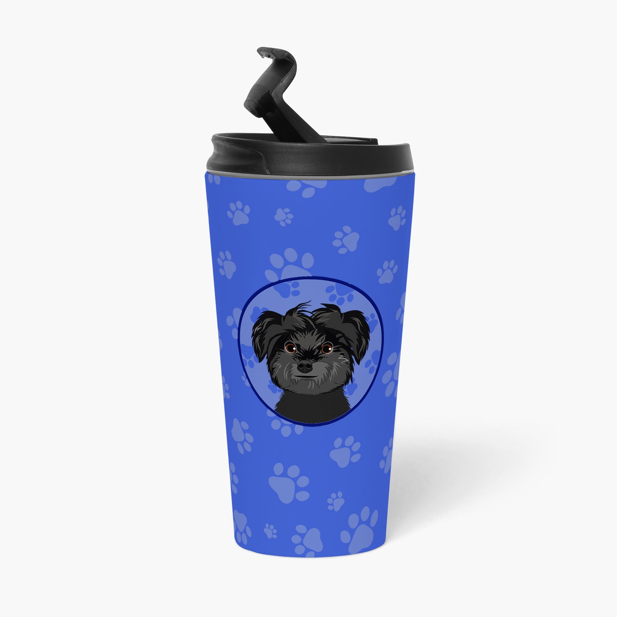 Shih-Tzu Black  Stainless Steel 16 oz  Tumbler Blue Insulated Tumbler with Lid, Cute Travel Cup for Coffee, Cocktails, Gift Men, Dad, Women, Mother