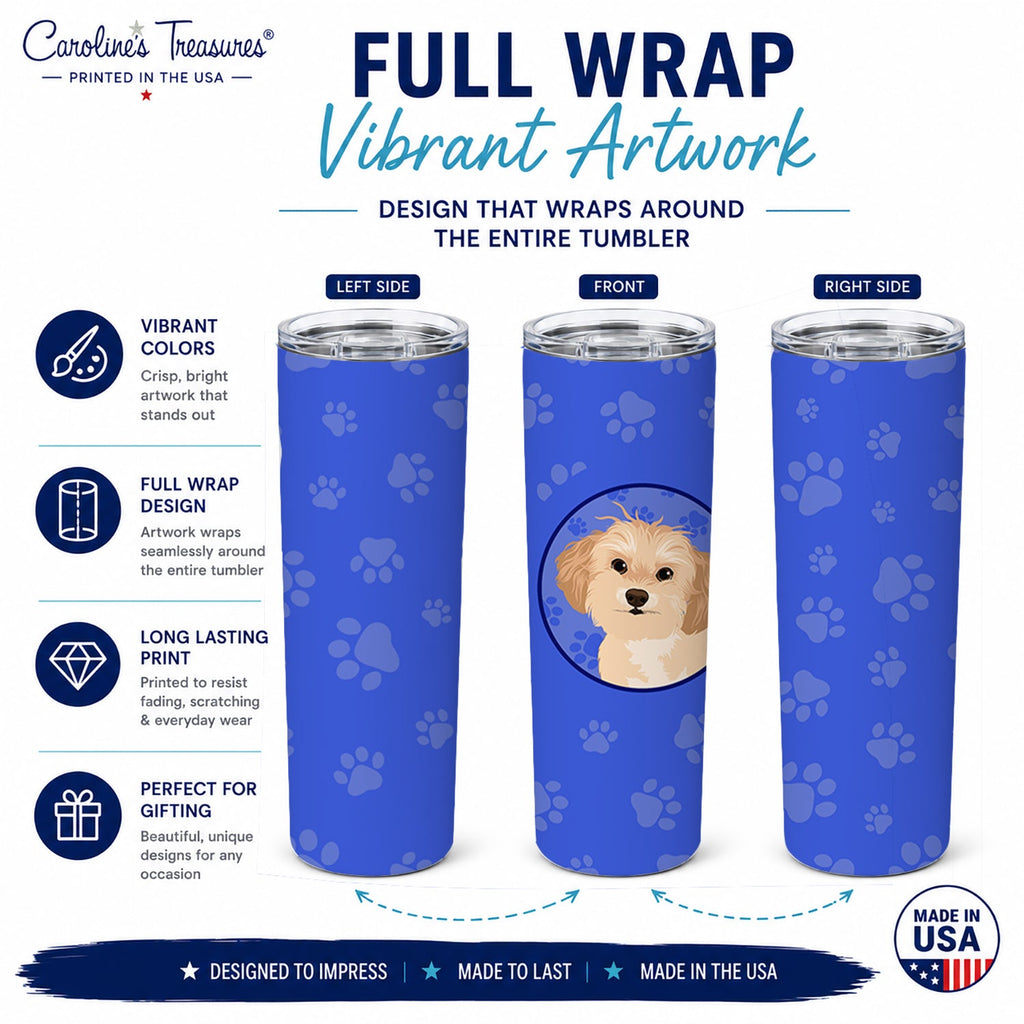 Shih-Tzu Gold #1  Stainless Steel Skinny Tumbler 20 oz Vacuum Double Walled Reusable Insulated Travel Cup