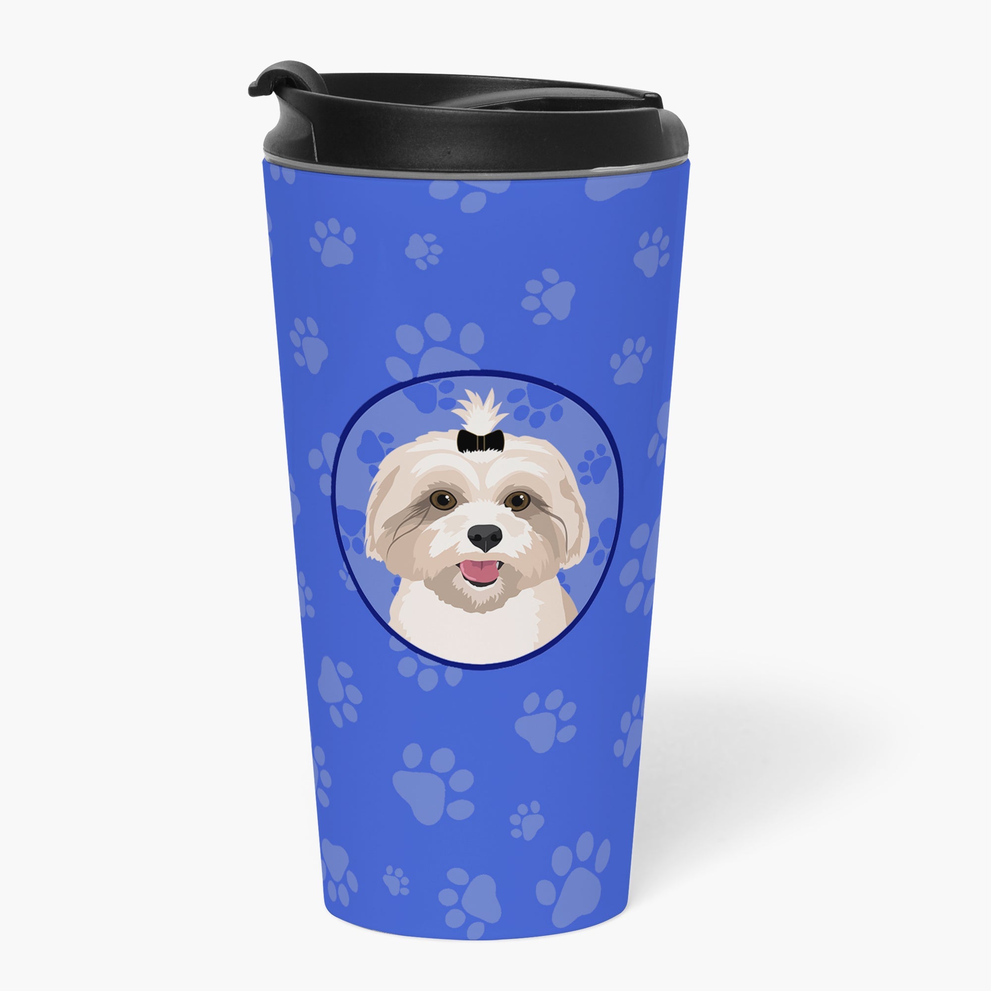 Shih-Tzu Gold #2  Stainless Steel 16 oz  Tumbler Blue Insulated Tumbler with Lid, Cute Travel Cup for Coffee, Cocktails, Gift Men, Dad, Women, Mother