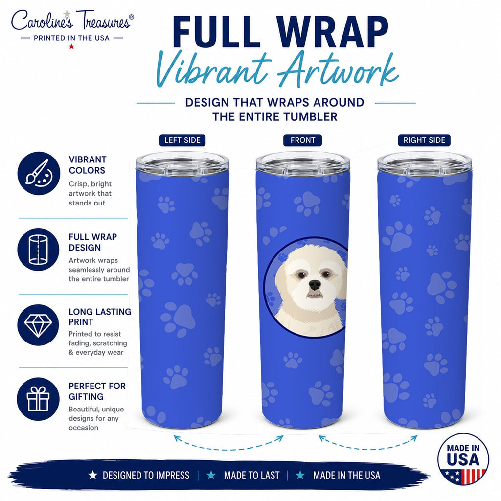 Shih-Tzu Gold #3  Stainless Steel Skinny Tumbler 20 oz Vacuum Double Walled Reusable Insulated Travel Cup