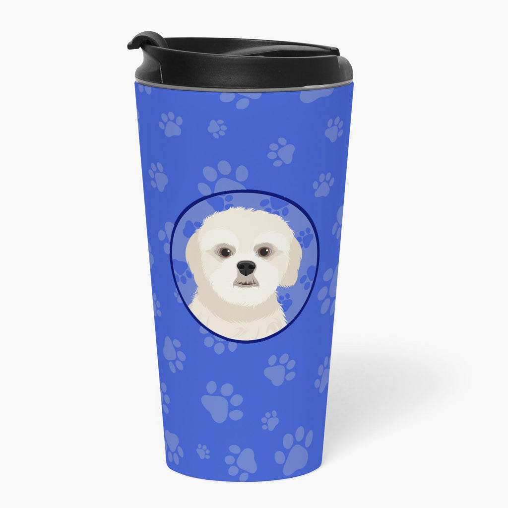 Shih-Tzu Gold #3  Stainless Steel 16 oz  Tumbler Blue Insulated Tumbler with Lid, Cute Travel Cup for Coffee, Cocktails, Gift Men, Dad, Women, Mother