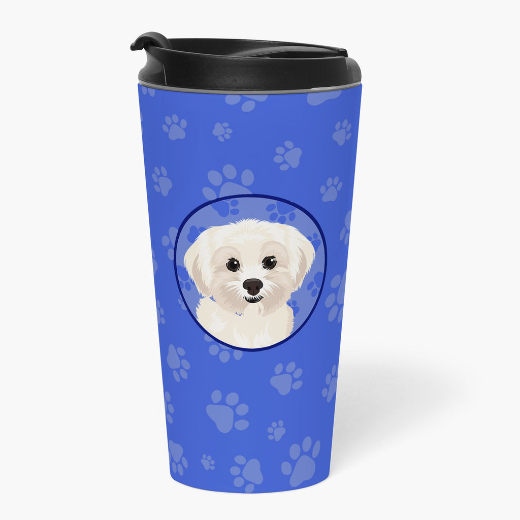 Shih-Tzu Gold #4  Stainless Steel 16 oz  Tumbler Blue Insulated Tumbler with Lid, Cute Travel Cup for Coffee, Cocktails, Gift Men, Dad, Women, Mother