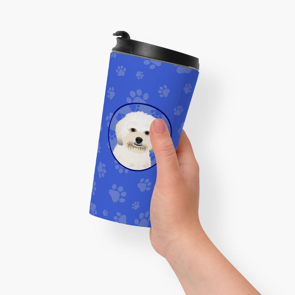Shih-Tzu Gold #5  Stainless Steel 16 oz  Tumbler Blue Insulated Tumbler with Lid, Cute Travel Cup for Coffee, Cocktails, Gift Men, Dad, Women, Mother