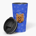 Yorkie Black and Gold #1  Stainless Steel 16 oz  Tumbler Blue Insulated Tumbler with Lid, Cute Travel Cup for Coffee, Cocktails, Gift Men, Dad, Women, Mother