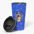Yorkie Black and Gold #2  Stainless Steel 16 oz  Tumbler Blue Insulated Tumbler with Lid, Cute Travel Cup for Coffee, Cocktails, Gift Men, Dad, Women, Mother
