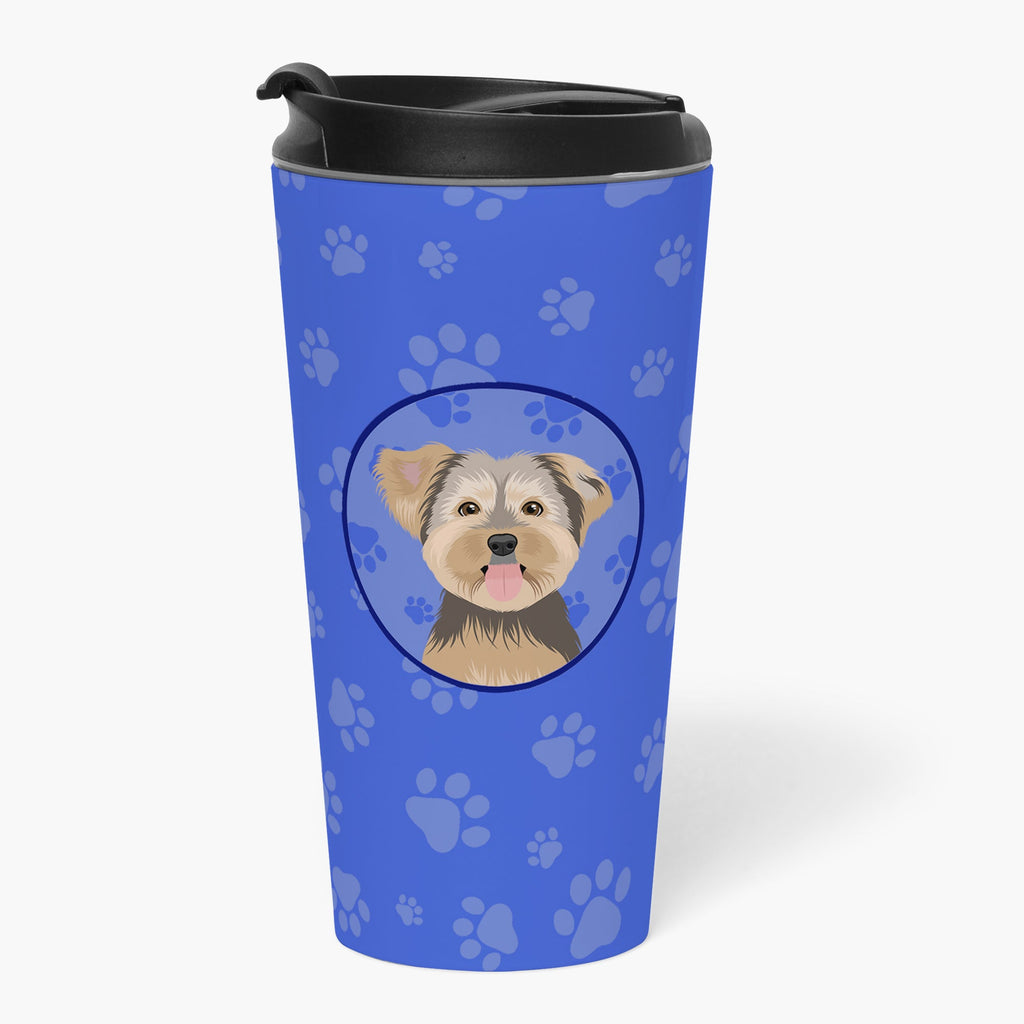 Yorkie Chocolate #2  Stainless Steel 16 oz  Tumbler Blue Insulated Tumbler with Lid, Cute Travel Cup for Coffee, Cocktails, Gift Men, Dad, Women, Mother