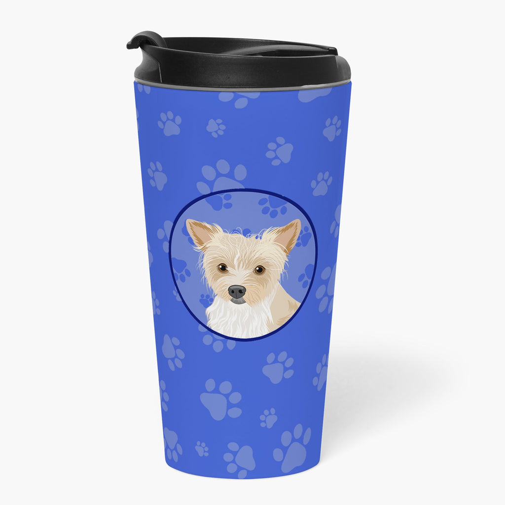 Yorkie Parti  Stainless Steel 16 oz  Tumbler Blue Insulated Tumbler with Lid, Cute Travel Cup for Coffee, Cocktails, Gift Men, Dad, Women, Mother