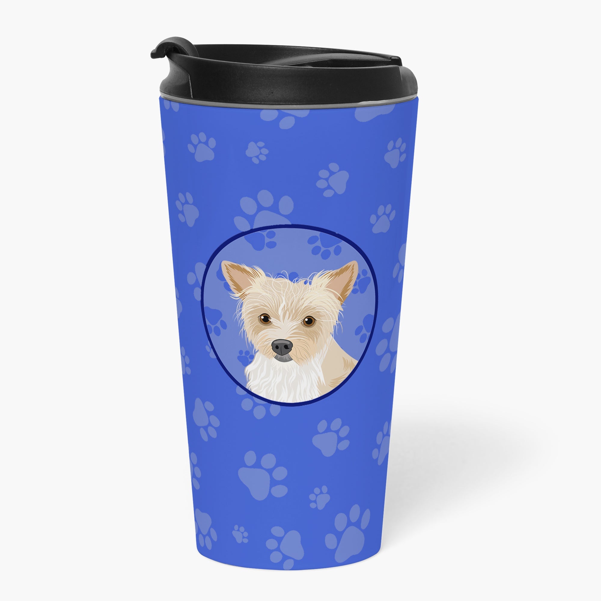 Yorkie Parti  Stainless Steel 16 oz  Tumbler Blue Insulated Tumbler with Lid, Cute Travel Cup for Coffee, Cocktails, Gift Men, Dad, Women, Mother