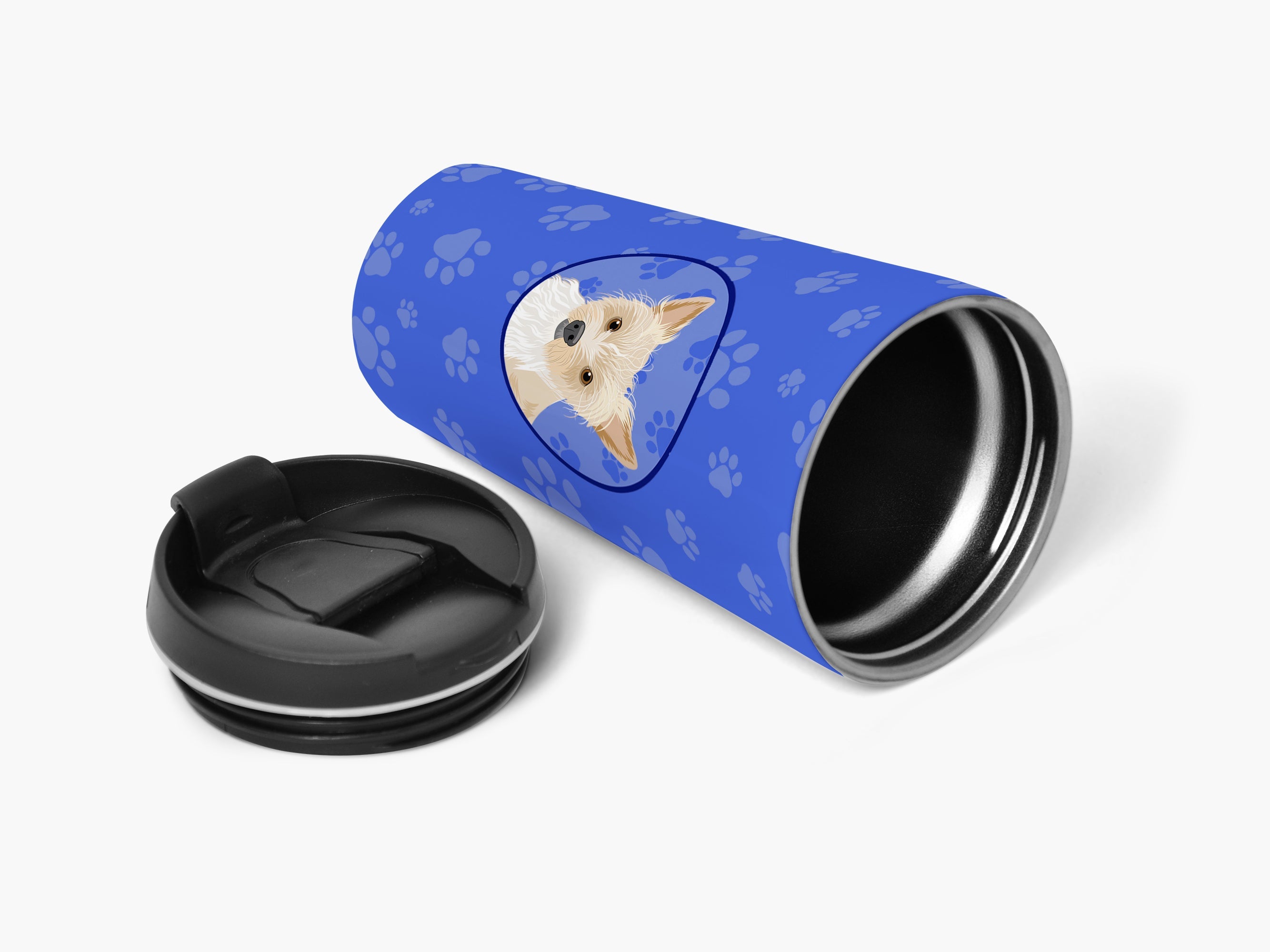Yorkie Parti  Stainless Steel 16 oz  Tumbler Blue Insulated Tumbler with Lid, Cute Travel Cup for Coffee, Cocktails, Gift Men, Dad, Women, Mother