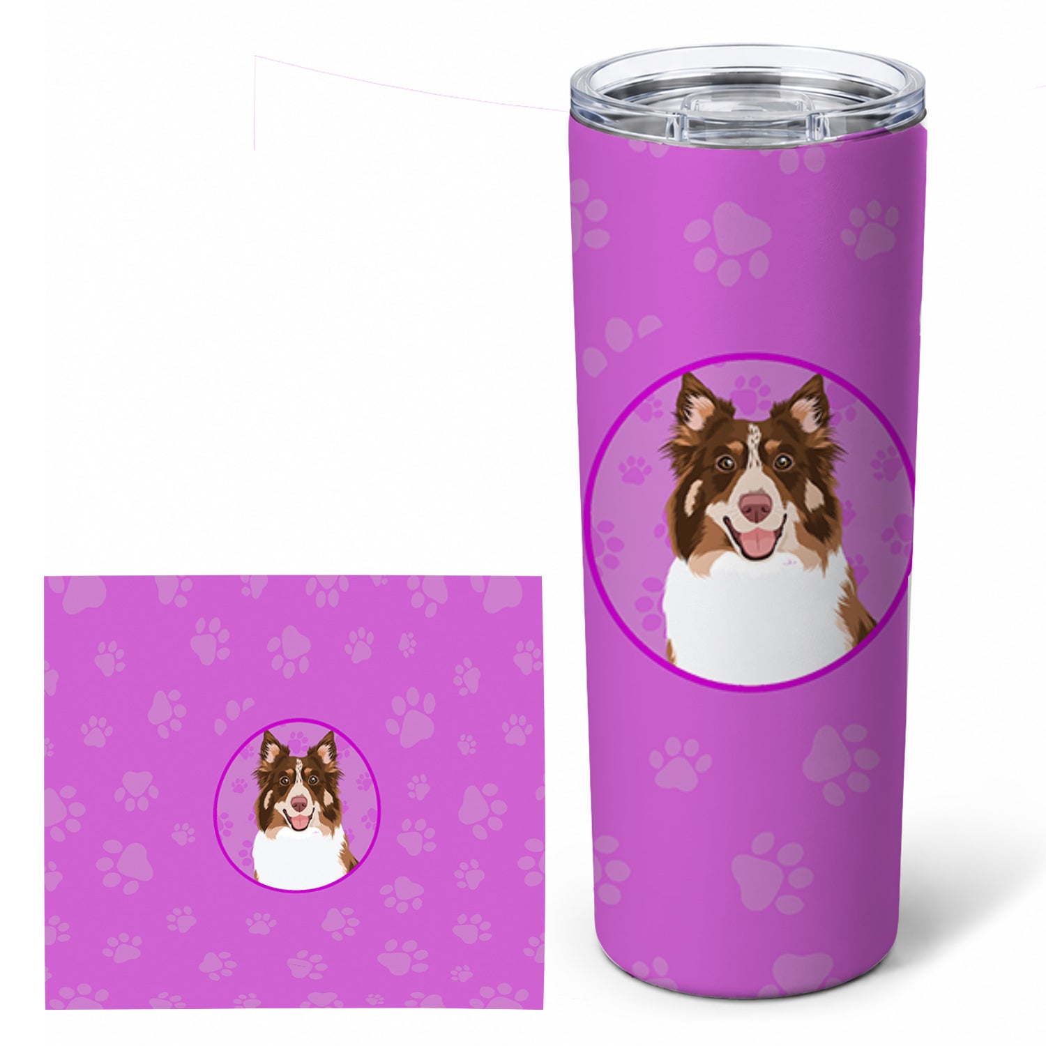 Australian Shepherd Red Tricolor #2 Stainless Steel Skinny Tumbler 20 oz Vacuum Double Walled Reusable Insulated Travel Cup