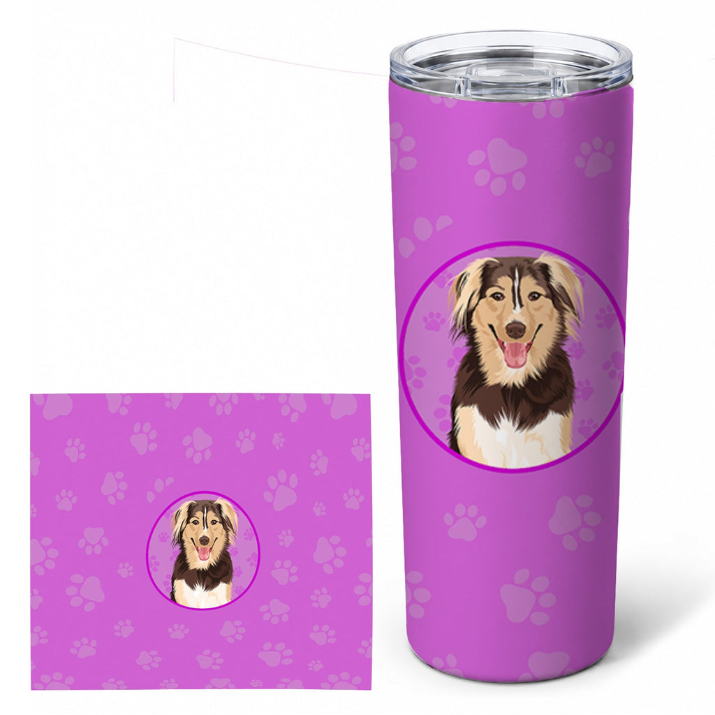 Australian Shepherd Red Tricolor #3 Stainless Steel Skinny Tumbler 20 oz Vacuum Double Walled Reusable Insulated Travel Cup