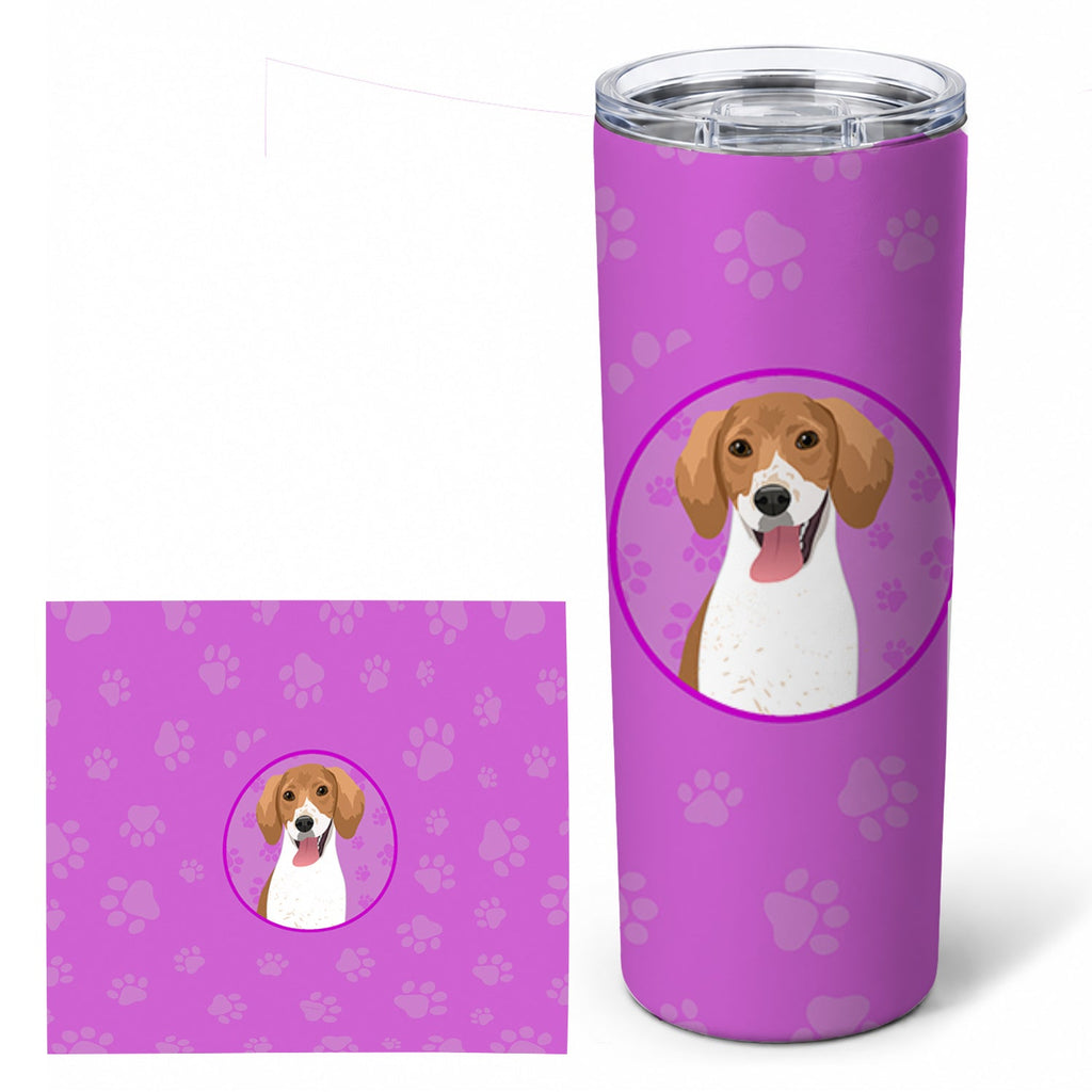 Beagle Red and White Red Ticked #2 Stainless Steel Skinny Tumbler 20 oz Vacuum Double Walled Reusable Insulated Travel Cup