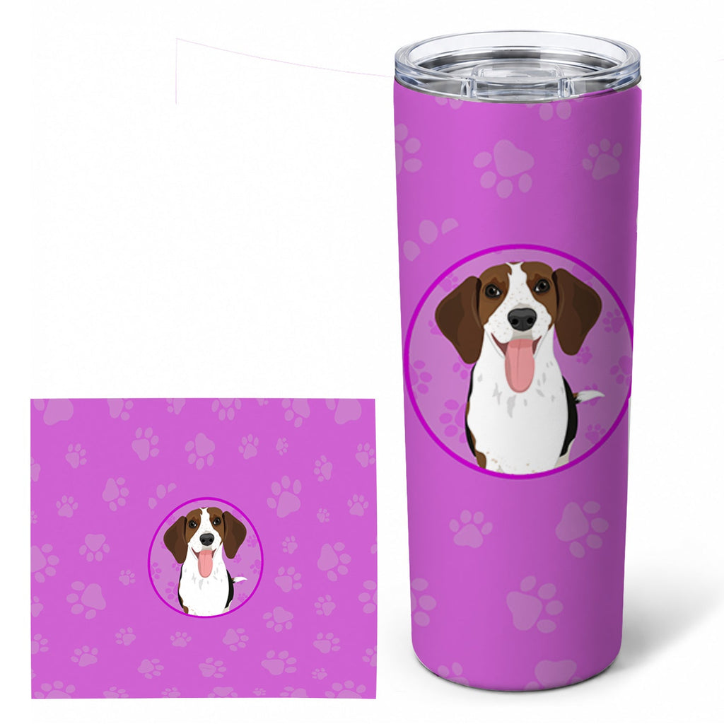 Beagle Tricolor Red Ticked #3 Stainless Steel Skinny Tumbler 20 oz Vacuum Double Walled Reusable Insulated Travel Cup