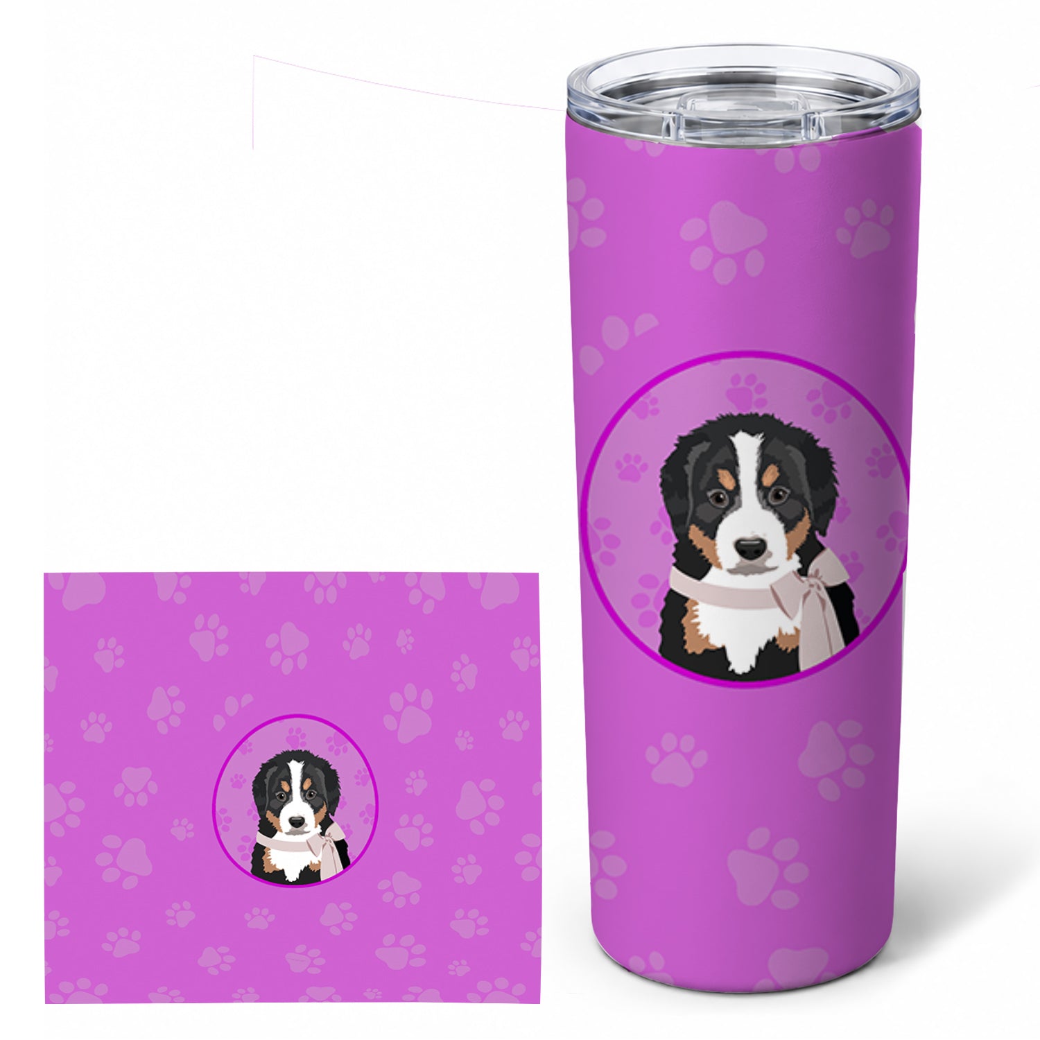 Bernese Mountain Dog Puppy #1 Stainless Steel Skinny Tumbler 20 oz Vacuum Double Walled Reusable Insulated Travel Cup