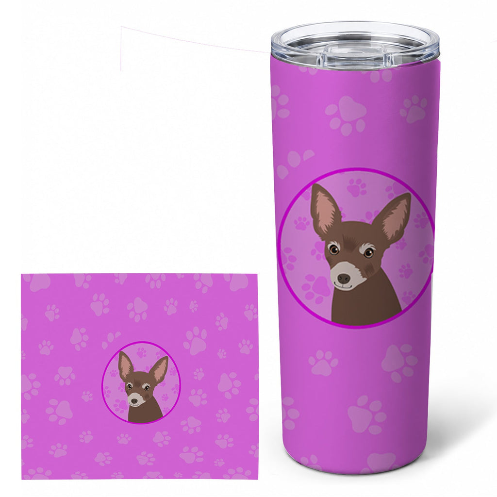 Chihuahua Chocolate #2 Stainless Steel Skinny Tumbler 20 oz Vacuum Double Walled Reusable Insulated Travel Cup