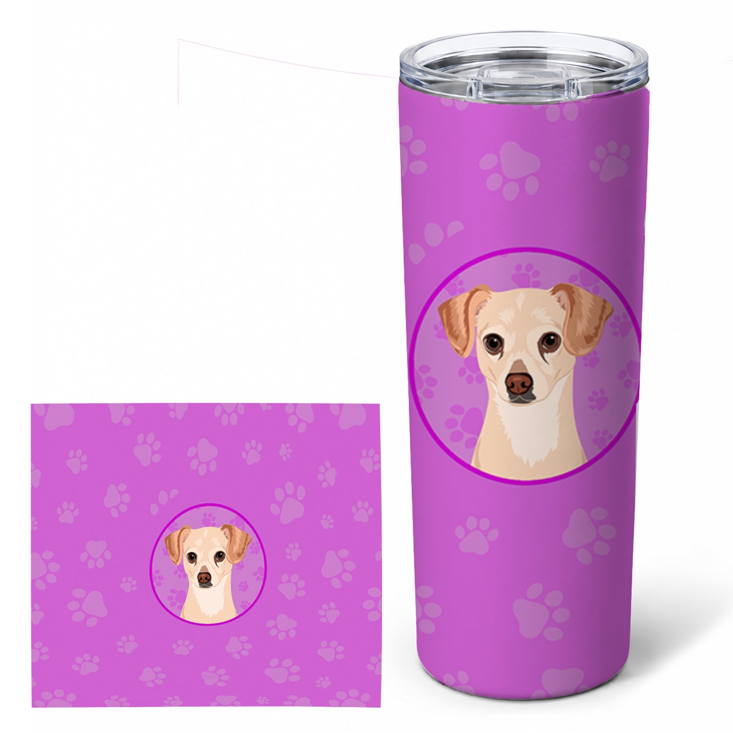 Chihuahua Cream Stainless Steel Skinny Tumbler 20 oz Vacuum Double Walled Reusable Insulated Travel Cup