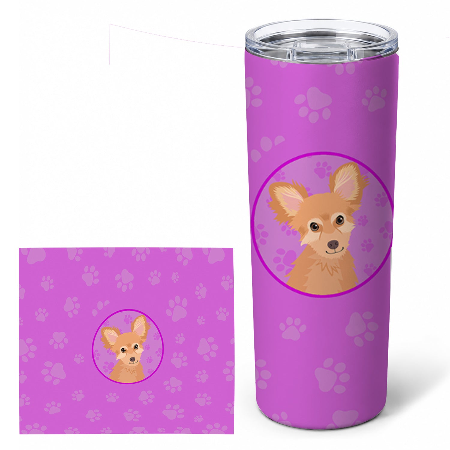 Chihuahua Fawn Stainless Steel Skinny Tumbler 20 oz Vacuum Double Walled Reusable Insulated Travel Cup