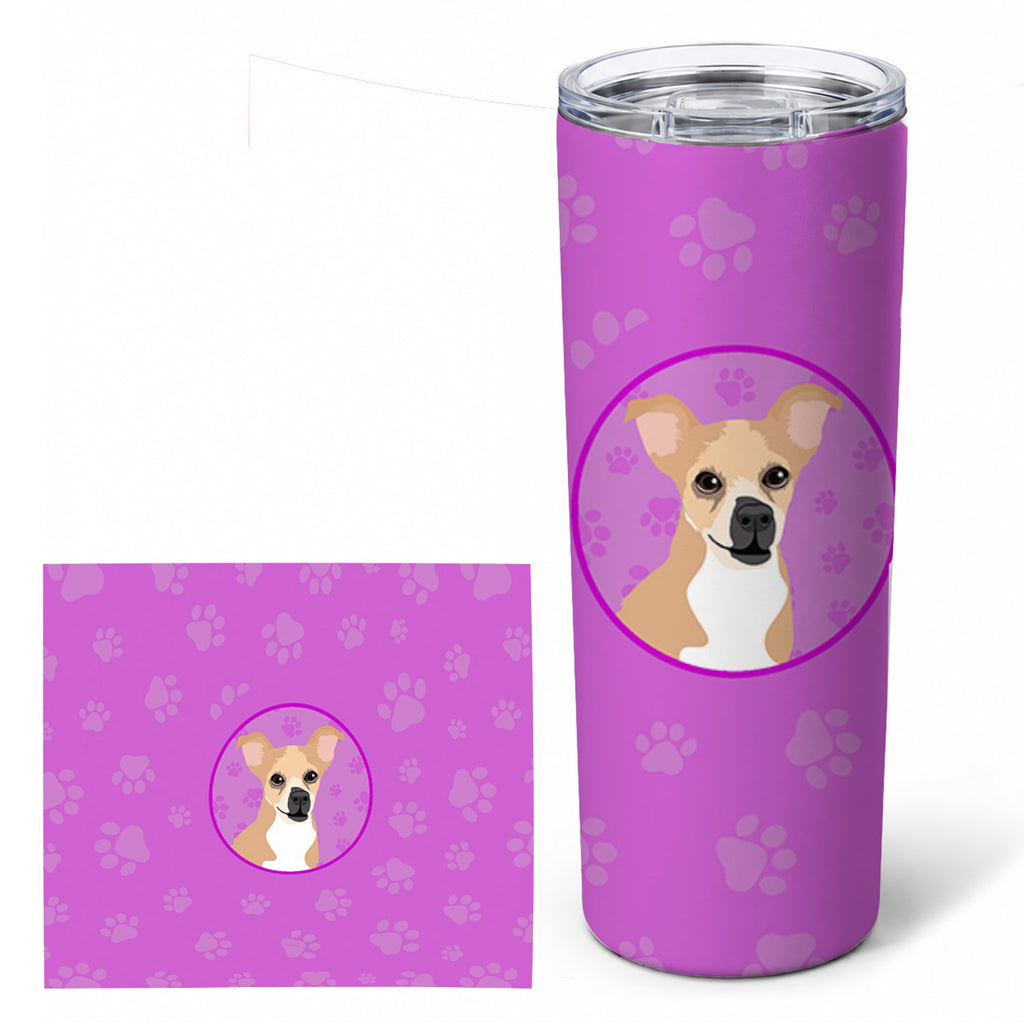 Chihuahua Gold and White Stainless Steel Skinny Tumbler 20 oz Vacuum Double Walled Reusable Insulated Travel Cup