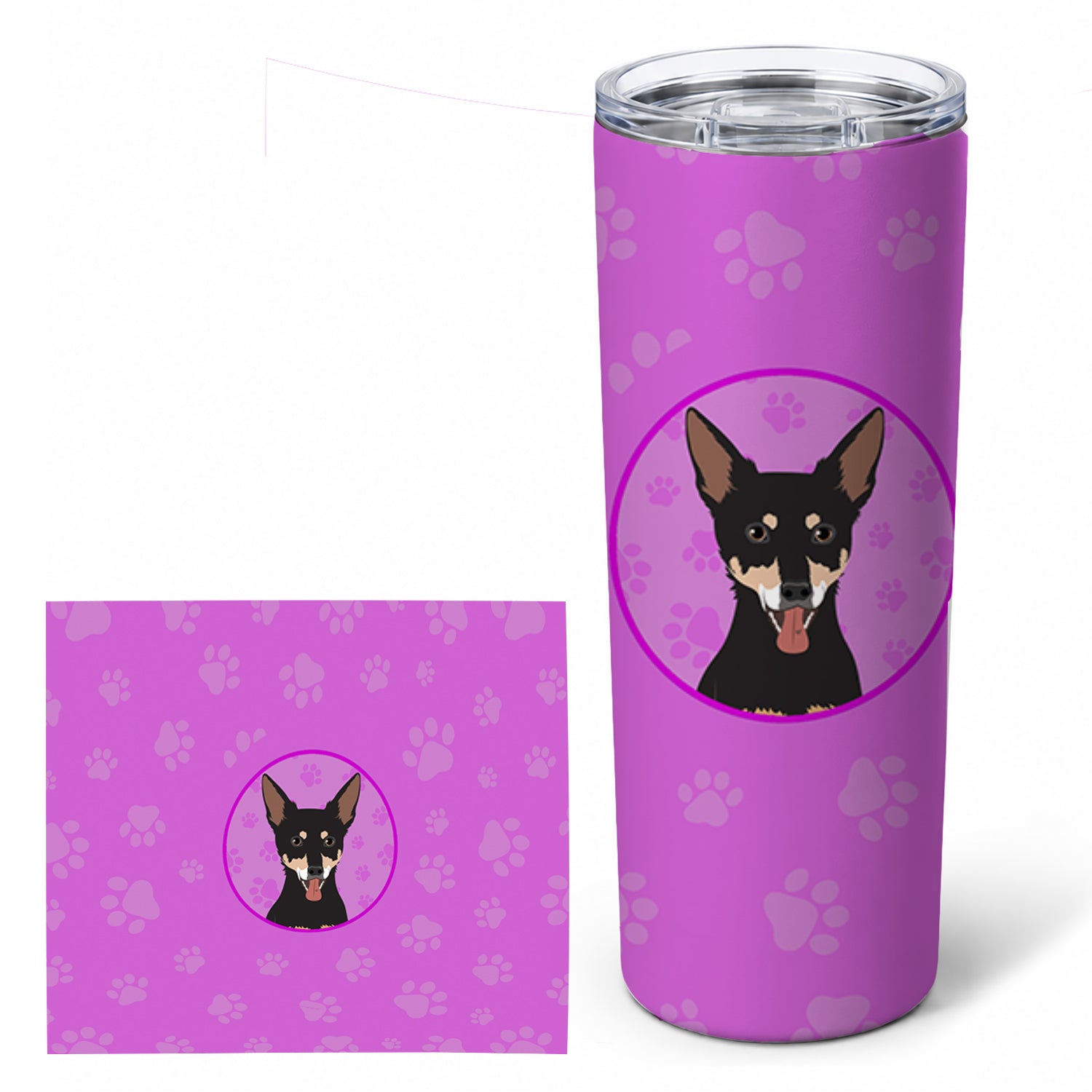Chihuahua Tricolor #1 Stainless Steel Skinny Tumbler 20 oz Vacuum Double Walled Reusable Insulated Travel Cup