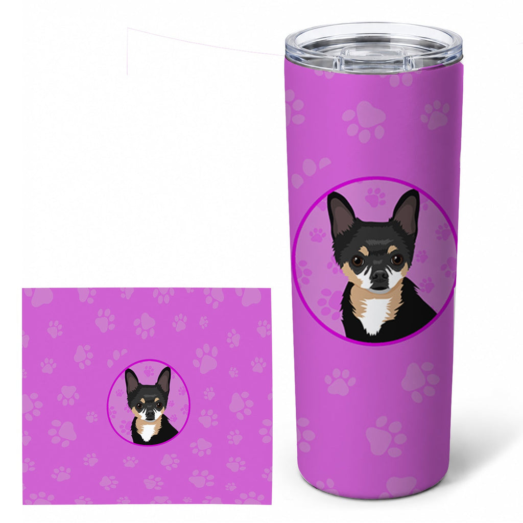 Chihuahua Tricolor #2 Stainless Steel Skinny Tumbler 20 oz Vacuum Double Walled Reusable Insulated Travel Cup