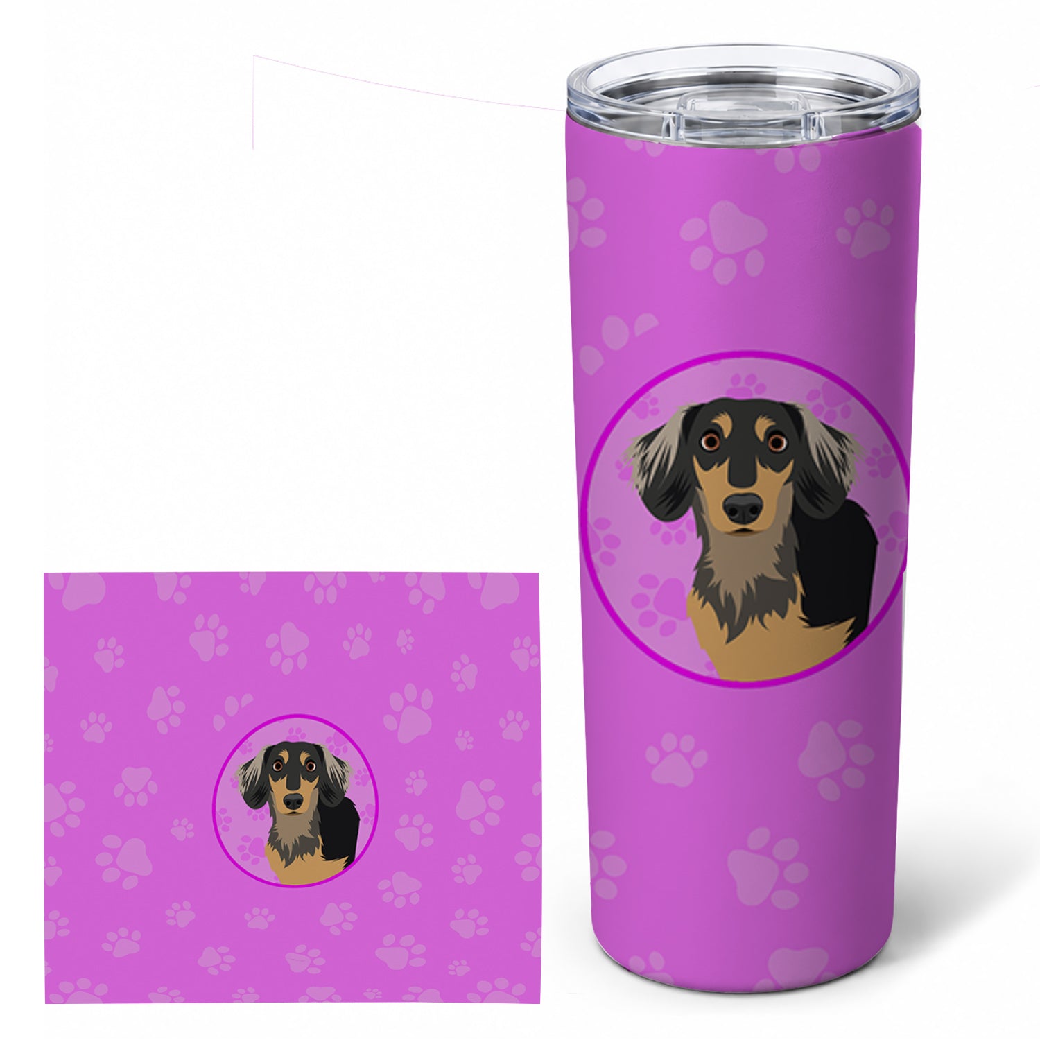Dachshund Black and Tan #4 Stainless Steel Skinny Tumbler 20 oz Vacuum Double Walled Reusable Insulated Travel Cup