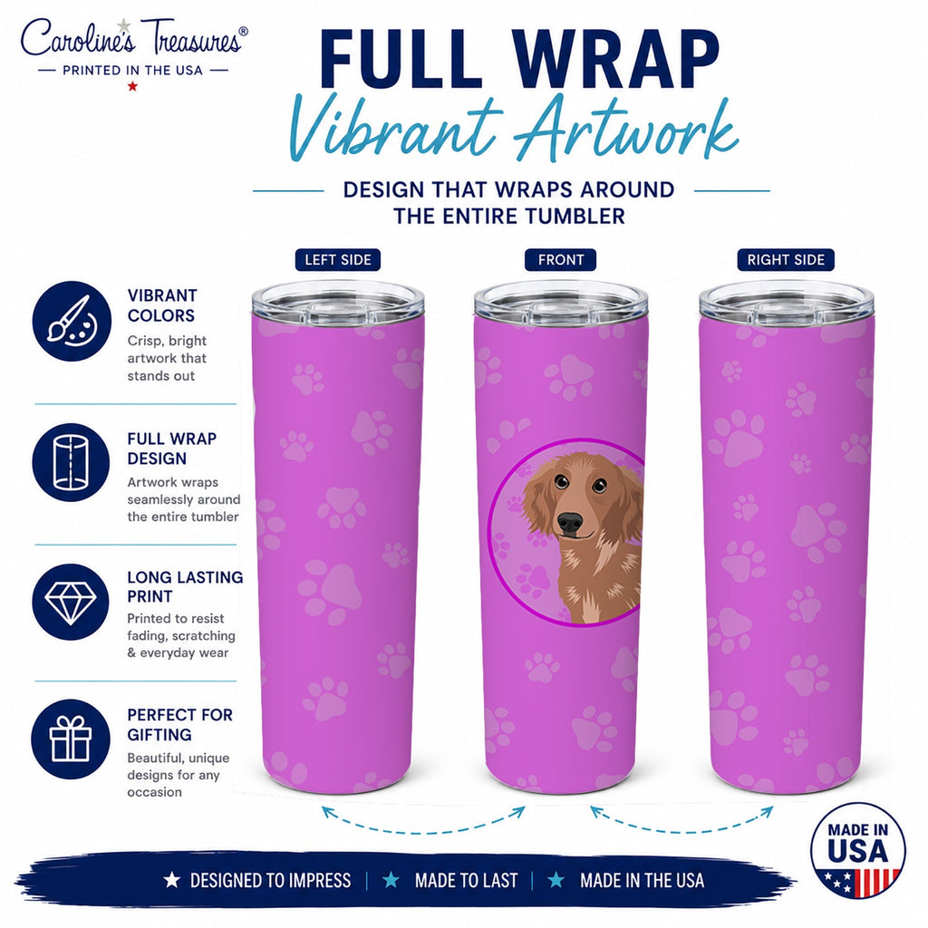 Dachshund Red #2 Stainless Steel Skinny Tumbler 20 oz Vacuum Double Walled Reusable Insulated Travel Cup