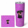 Doberman Pinscher Black and Rust Natural Ears #1 Stainless Steel Skinny Tumbler 20 oz Vacuum Double Walled Reusable Insulated Travel Cup