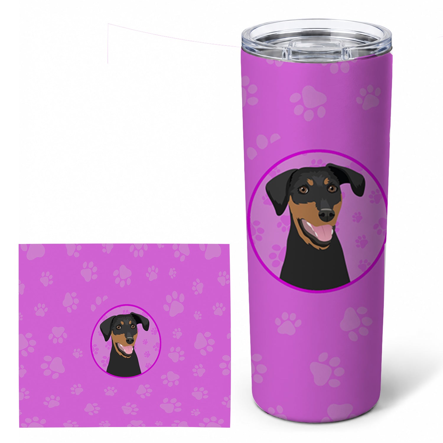 Doberman Pinscher Black and Rust Natural Ears #1 Stainless Steel Skinny Tumbler 20 oz Vacuum Double Walled Reusable Insulated Travel Cup