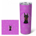 Doberman Pinscher Black Cropped Ears Stainless Steel Skinny Tumbler 20 oz Vacuum Double Walled Reusable Insulated Travel Cup