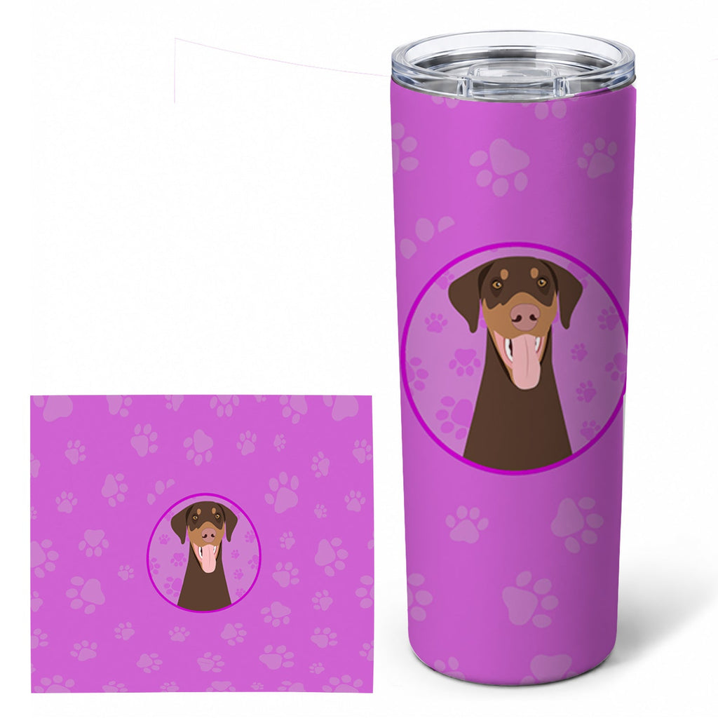 Doberman Pinscher Red and Rust Natural Ears #1 Stainless Steel Skinny Tumbler 20 oz Vacuum Double Walled Reusable Insulated Travel Cup