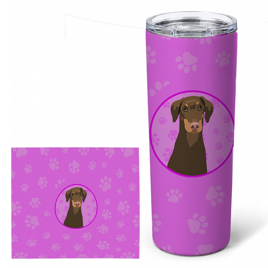 Doberman Pinscher Red and Rust Natural Ears #2 Stainless Steel Skinny Tumbler 20 oz Vacuum Double Walled Reusable Insulated Travel Cup