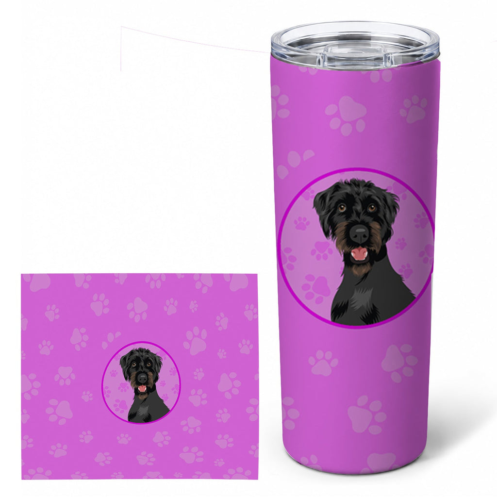 Doodle Black and Tan Stainless Steel Skinny Tumbler 20 oz Vacuum Double Walled Reusable Insulated Travel Cup
