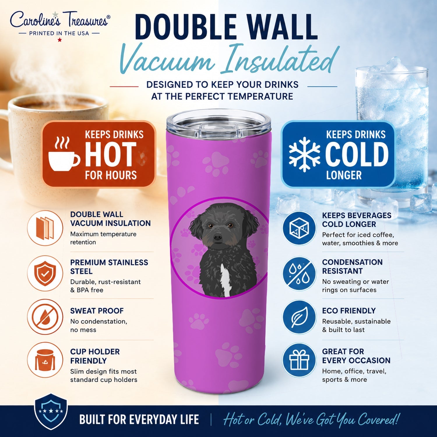 Doodle Black and White #1 Stainless Steel Skinny Tumbler 20 oz Vacuum Double Walled Reusable Insulated Travel Cup