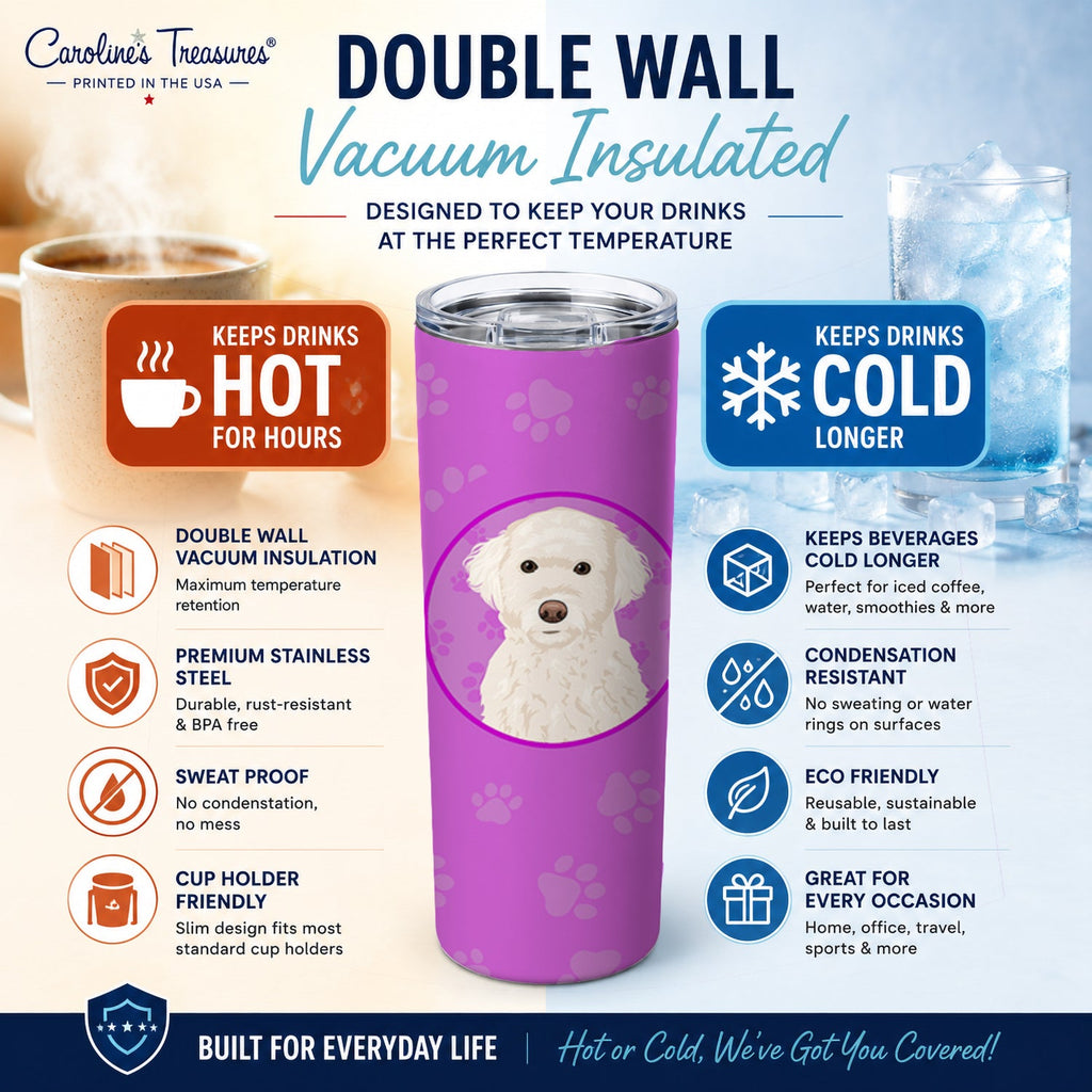 Doodle Cream #2 Stainless Steel Skinny Tumbler 20 oz Vacuum Double Walled Reusable Insulated Travel Cup