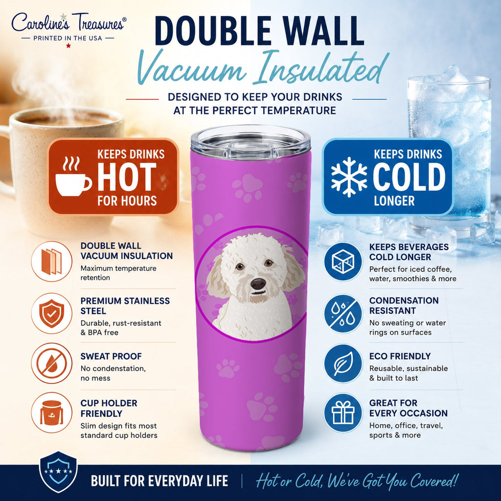 Doodle Cream #4 Stainless Steel Skinny Tumbler 20 oz Vacuum Double Walled Reusable Insulated Travel Cup