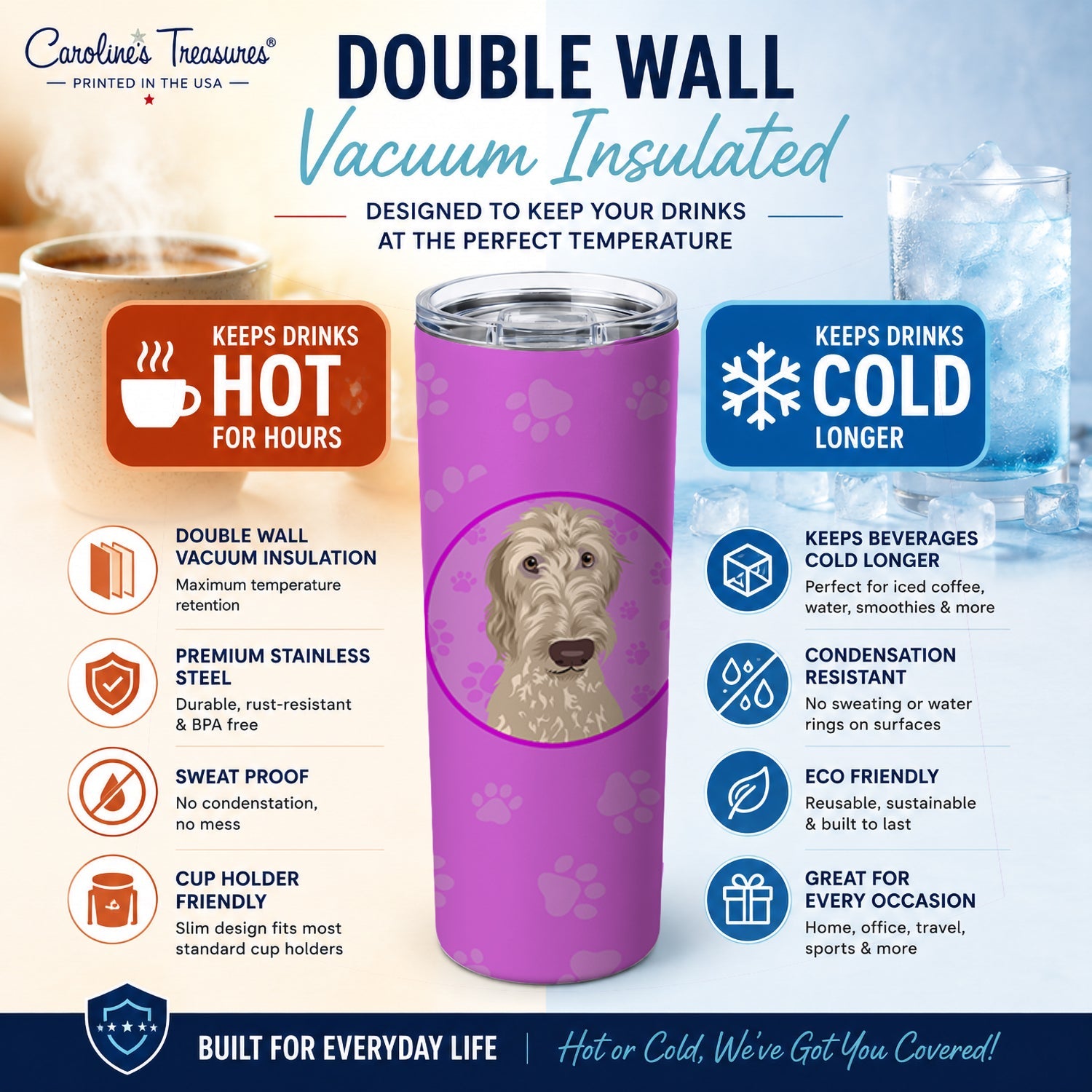 Doodle Fawn #4 Stainless Steel Skinny Tumbler 20 oz Vacuum Double Walled Reusable Insulated Travel Cup