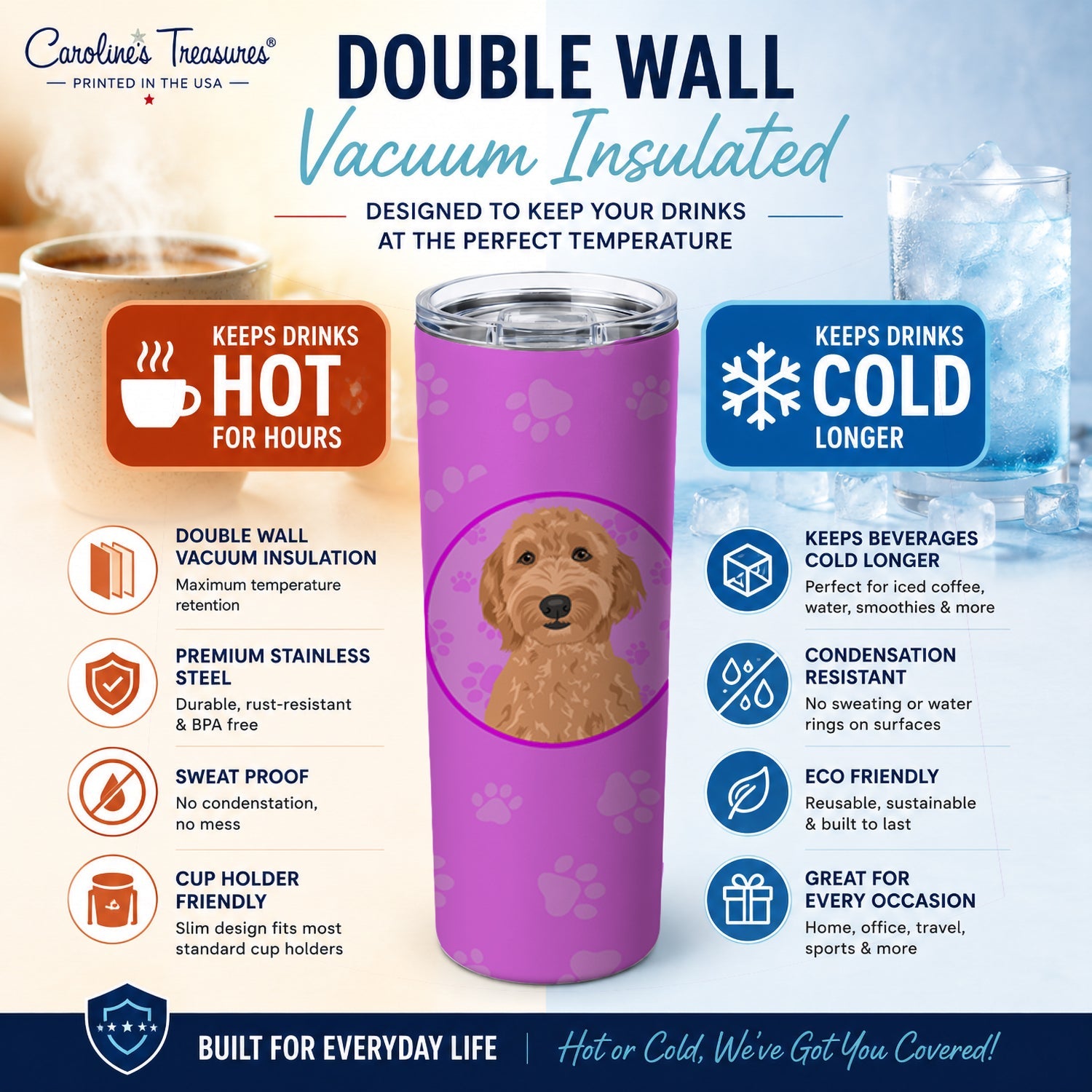 Doodle Liver #3 Stainless Steel Skinny Tumbler 20 oz Vacuum Double Walled Reusable Insulated Travel Cup