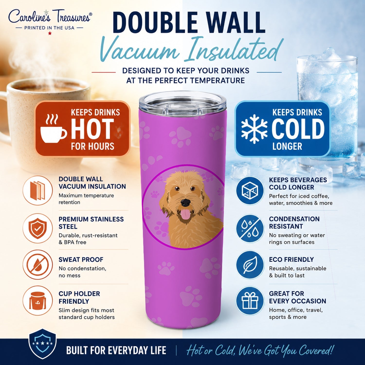 Doodle Liver #4 Stainless Steel Skinny Tumbler 20 oz Vacuum Double Walled Reusable Insulated Travel Cup