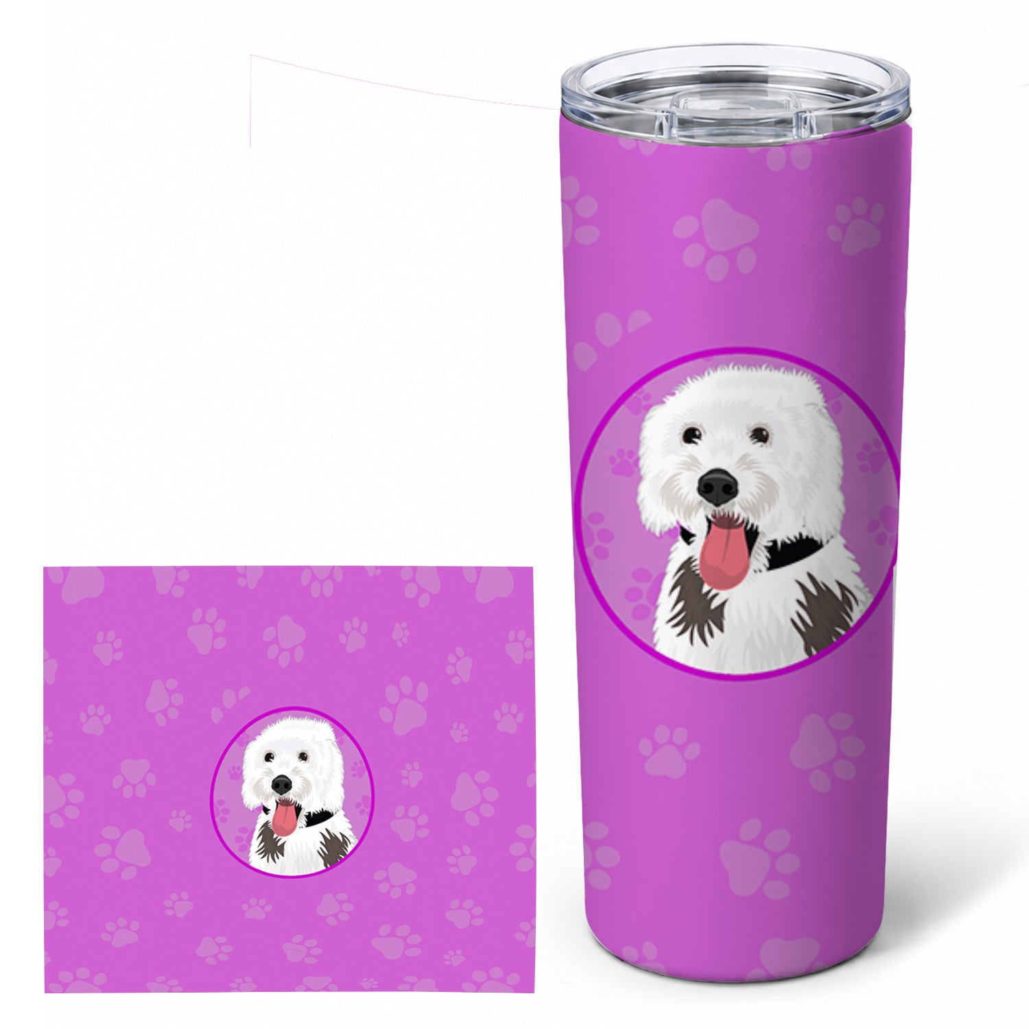 Doodle Silver and White #2 Stainless Steel Skinny Tumbler 20 oz Vacuum Double Walled Reusable Insulated Travel Cup