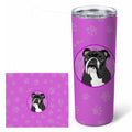 English Bulldog Black and White Stainless Steel Skinny Tumbler 20 oz Vacuum Double Walled Reusable Insulated Travel Cup