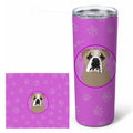 English Bulldog Lilac Tricolor Stainless Steel Skinny Tumbler 20 oz Vacuum Double Walled Reusable Insulated Travel Cup