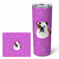 English Bulldog Tricolor #3 Stainless Steel Skinny Tumbler 20 oz Vacuum Double Walled Reusable Insulated Travel Cup