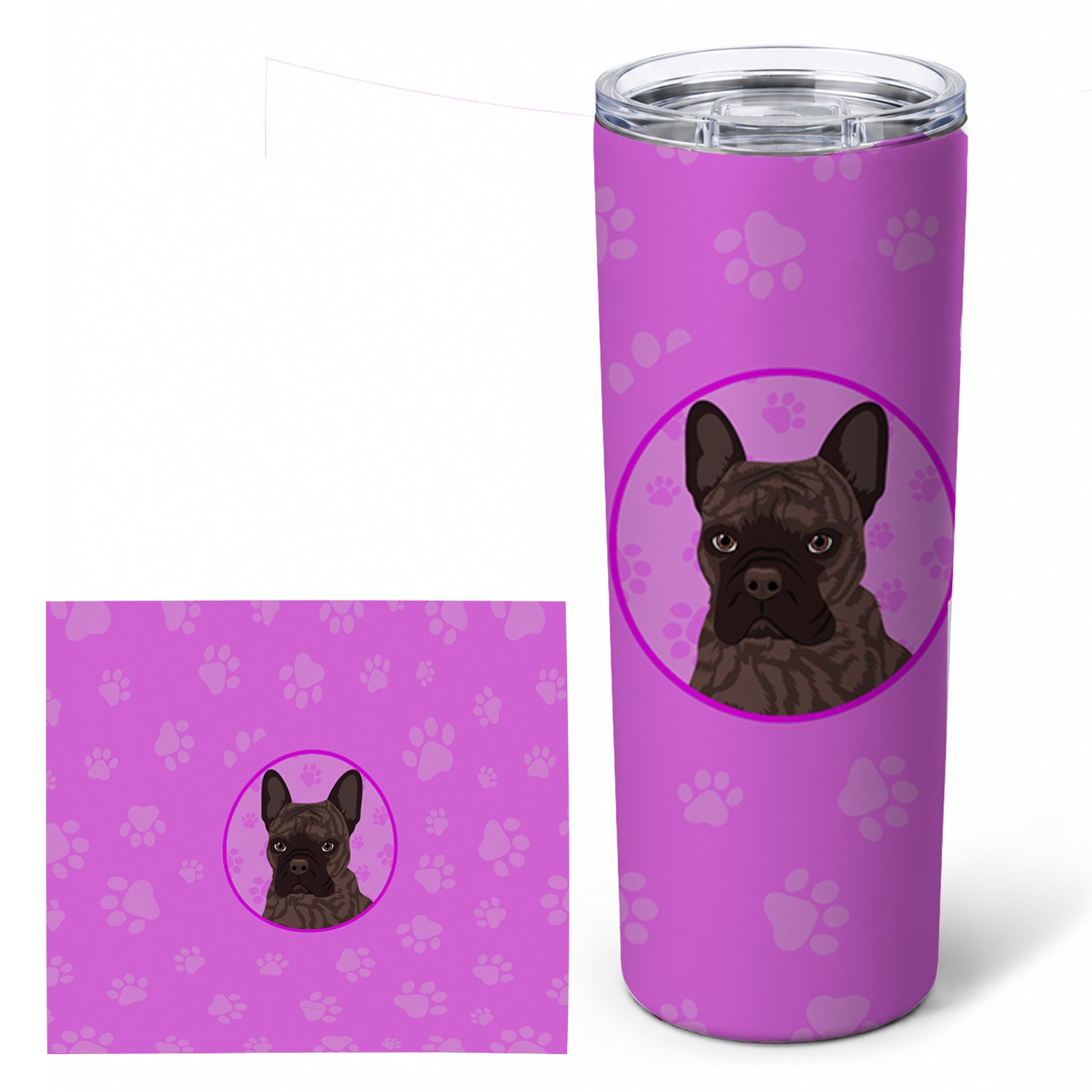 French Bulldog Brindle #1 Stainless Steel Skinny Tumbler 20 oz Vacuum Double Walled Reusable Insulated Travel Cup