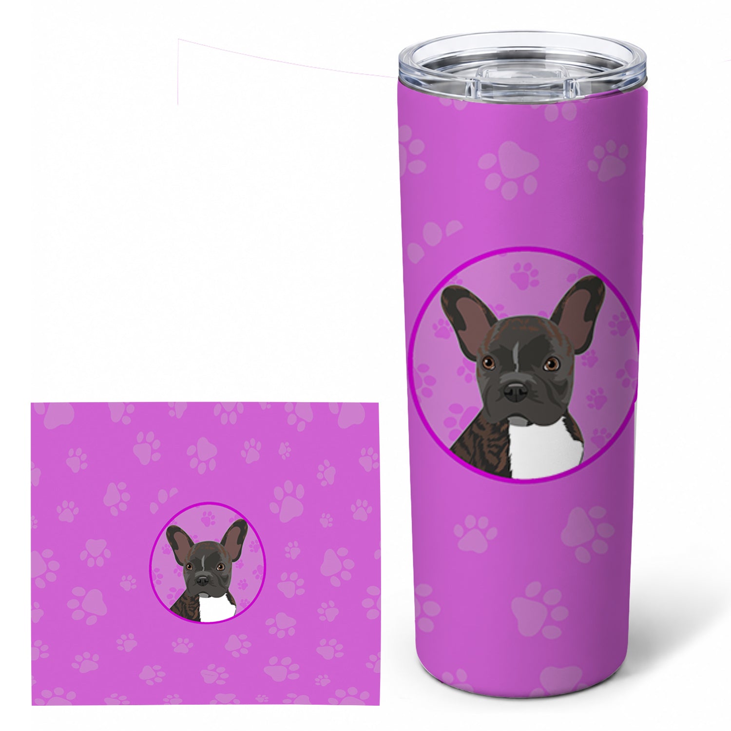 French Bulldog Brindle #2 Stainless Steel Skinny Tumbler 20 oz Vacuum Double Walled Reusable Insulated Travel Cup